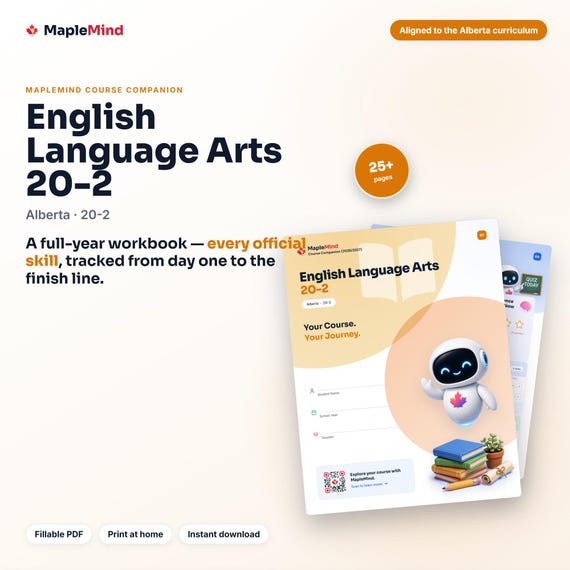 English Language Arts 20-2 Course Companion — printable workbook and progress tracker for the English Language Arts 20-2 curriculum