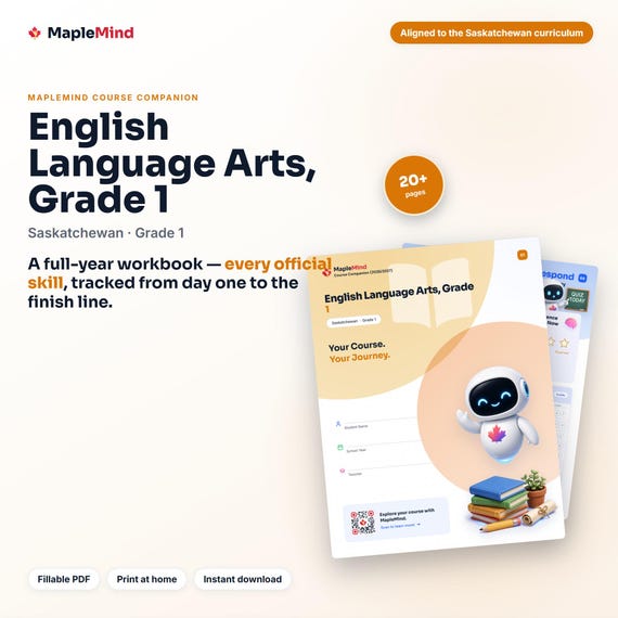 English Language Arts, Grade 1 Course Companion — printable workbook and progress tracker for the English Language Arts, Grade 1 curriculum