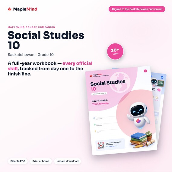 Social Studies 10 Course Companion — printable workbook and progress tracker for the Social Studies 10 curriculum
