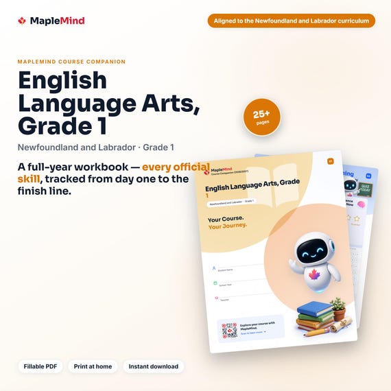English Language Arts, Grade 1 Course Companion — printable workbook and progress tracker for the English Language Arts, Grade 1 curriculum