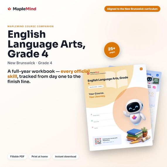 English Language Arts, Grade 4 Course Companion — printable workbook and progress tracker for the English Language Arts, Grade 4 curriculum