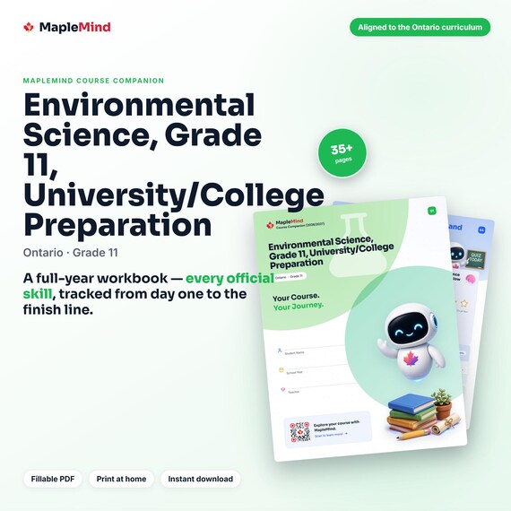 Environmental Science, Grade 11, University/College Preparation Course Companion — printable workbook and progress tracker for the Environmental Science, Grade 11, University/College Preparation curriculum
