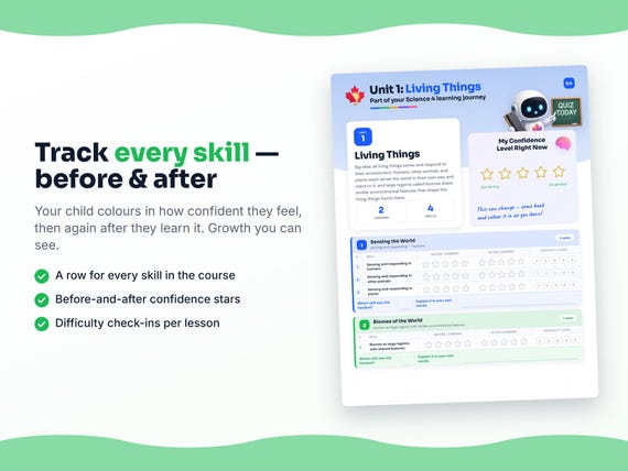 Unit reflection and certificate pages inside the Science 4 workbook