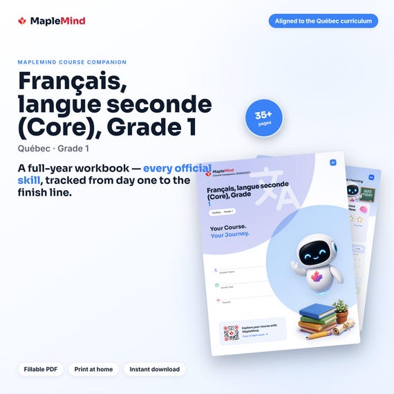 Français, langue seconde (Core), Grade 1 Course Companion — printable workbook and progress tracker for the Français, langue seconde (Core), Grade 1 curriculum