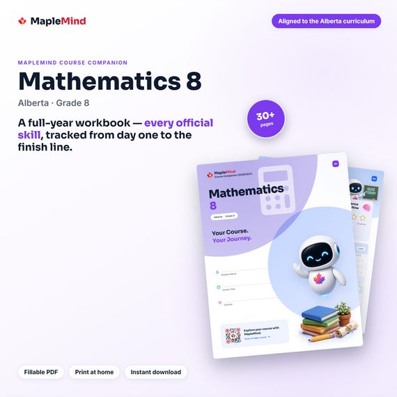 Mathematics 8 Course Companion — printable workbook and progress tracker for the Mathematics 8 curriculum
