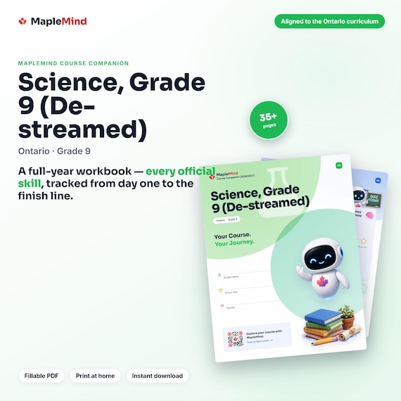 Science, Grade 9 (De-streamed) Course Companion — printable workbook and progress tracker for the Science, Grade 9 (De-streamed) curriculum