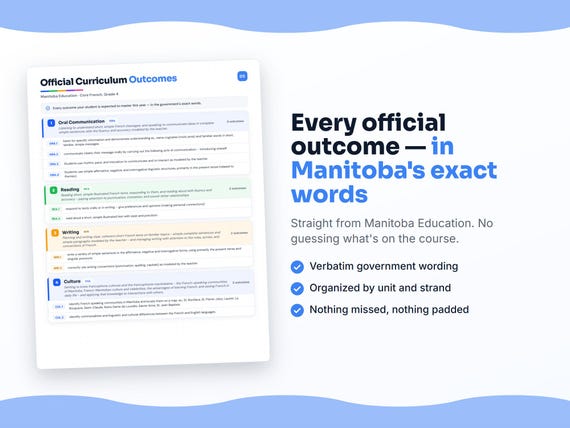 Parent dashboard and progress pages inside the Core French, Grade 4 workbook