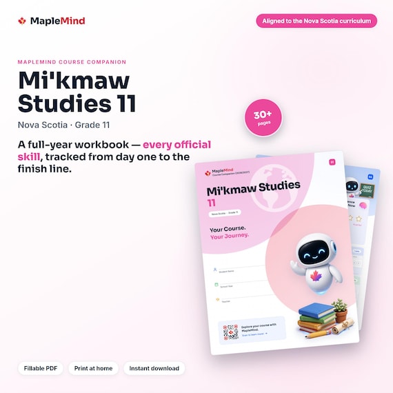 Mi'kmaw Studies 11 Course Companion — printable workbook and progress tracker for the Mi'kmaw Studies 11 curriculum