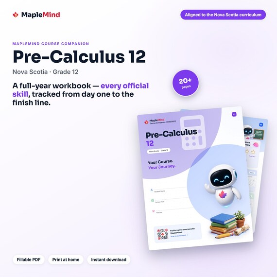 Pre-Calculus 12 Course Companion — printable workbook and progress tracker for the Pre-Calculus 12 curriculum