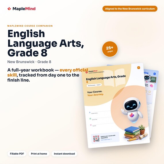 English Language Arts, Grade 8 Course Companion — printable workbook and progress tracker for the English Language Arts, Grade 8 curriculum