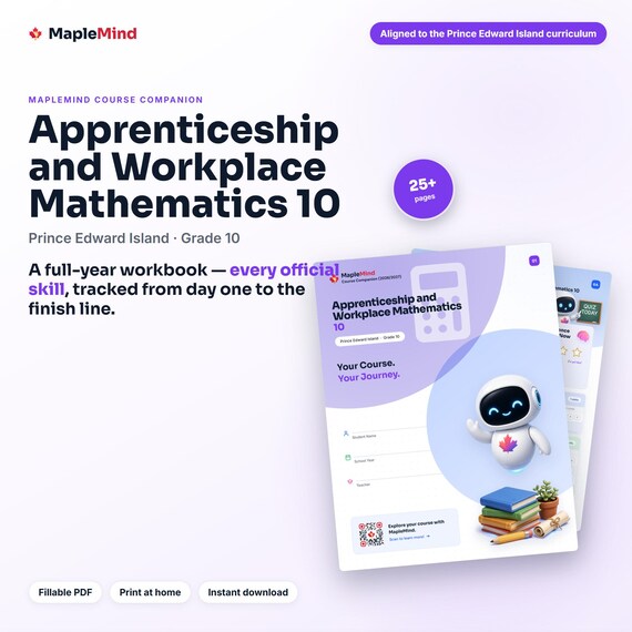 Apprenticeship and Workplace Mathematics 10 Course Companion — printable workbook and progress tracker for the Apprenticeship and Workplace Mathematics 10 curriculum