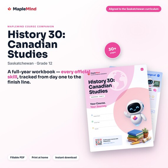 History 30: Canadian Studies Course Companion — printable workbook and progress tracker for the History 30: Canadian Studies curriculum