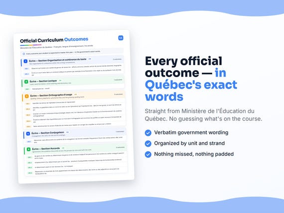 Parent dashboard and progress pages inside the Français, langue d’enseignement, 1re année workbook