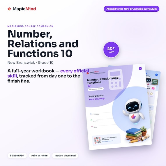 Number, Relations and Functions 10 Course Companion — printable workbook and progress tracker for the Number, Relations and Functions 10 curriculum