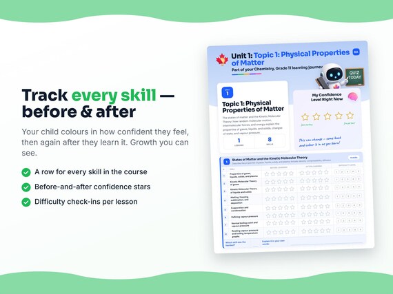 Unit reflection and certificate pages inside the Chemistry, Grade 11 workbook