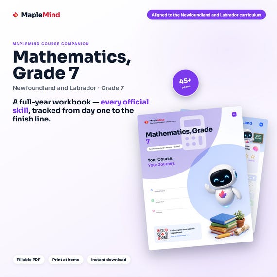 Mathematics, Grade 7 Course Companion — printable workbook and progress tracker for the Mathematics, Grade 7 curriculum
