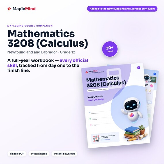 Mathematics 3208 (Calculus) Course Companion — printable workbook and progress tracker for the Mathematics 3208 (Calculus) curriculum