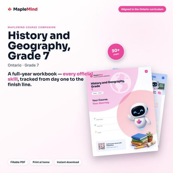 History and Geography, Grade 7 Course Companion — printable workbook and progress tracker for the History and Geography, Grade 7 curriculum
