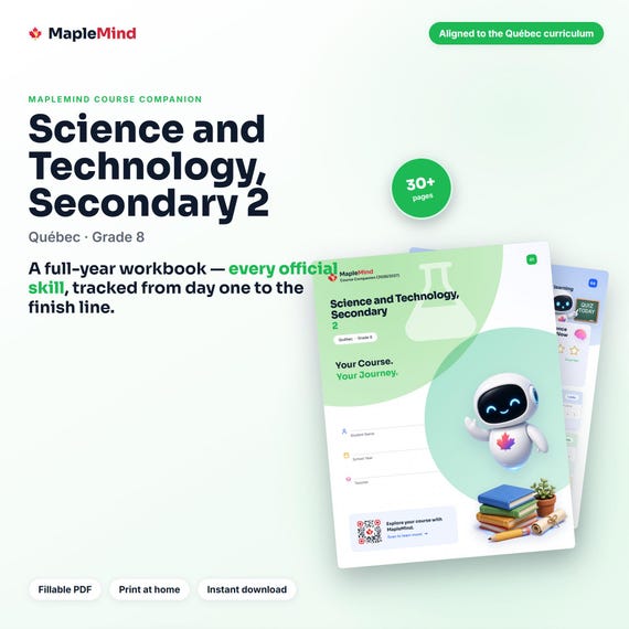 Science and Technology, Secondary 2 Course Companion — printable workbook and progress tracker for the Science and Technology, Secondary 2 curriculum
