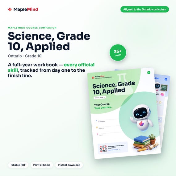 Science, Grade 10, Applied Course Companion — printable workbook and progress tracker for the Science, Grade 10, Applied curriculum