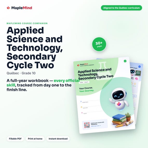 Applied Science and Technology, Secondary Cycle Two Course Companion — printable workbook and progress tracker for the Applied Science and Technology, Secondary Cycle Two curriculum