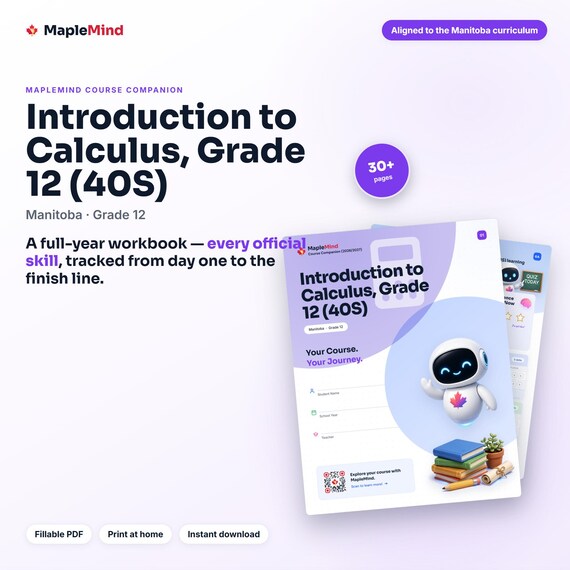Introduction to Calculus, Grade 12 (40S) Course Companion — printable workbook and progress tracker for the Introduction to Calculus, Grade 12 (40S) curriculum