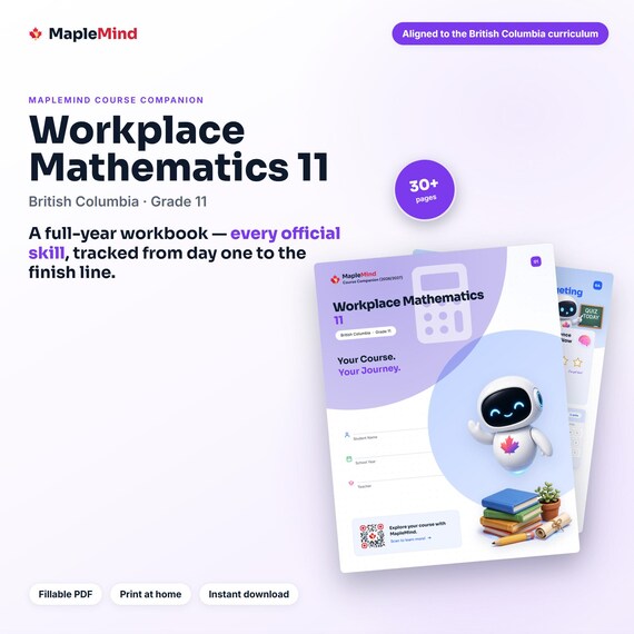Workplace Mathematics 11 Course Companion — printable workbook and progress tracker for the Workplace Mathematics 11 curriculum