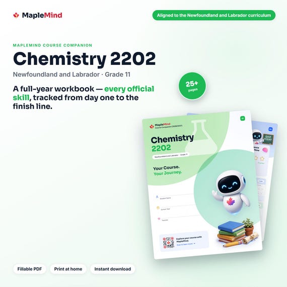 Chemistry 2202 Course Companion — printable workbook and progress tracker for the Chemistry 2202 curriculum