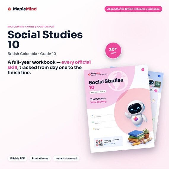 Social Studies 10 Course Companion — printable workbook and progress tracker for the Social Studies 10 curriculum