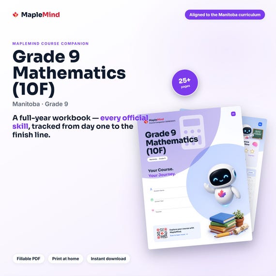 Grade 9 Mathematics (10F) Course Companion — printable workbook and progress tracker for the Grade 9 Mathematics (10F) curriculum