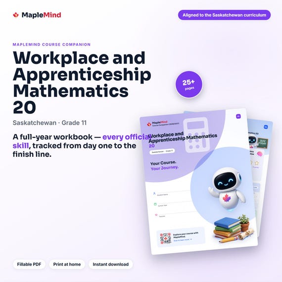 Workplace and Apprenticeship Mathematics 20 Course Companion — printable workbook and progress tracker for the Workplace and Apprenticeship Mathematics 20 curriculum
