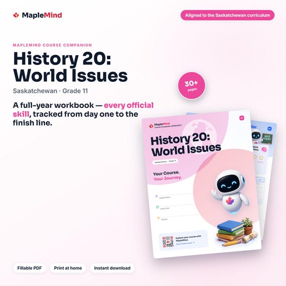 History 20: World Issues Course Companion — printable workbook and progress tracker for the History 20: World Issues curriculum