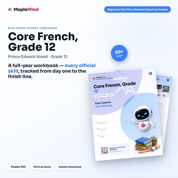 Core French, Grade 12 Course Companion — printable workbook and progress tracker for the Core French, Grade 12 curriculum