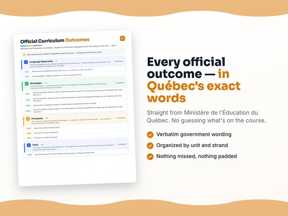 Parent dashboard and progress pages inside the English as a Second Language (Core), Secondary Cycle Two — Year 1 workbook