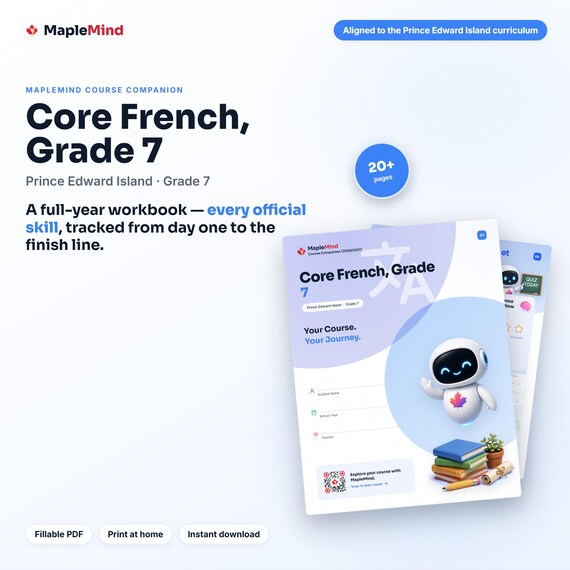 Core French, Grade 7 Course Companion — printable workbook and progress tracker for the Core French, Grade 7 curriculum