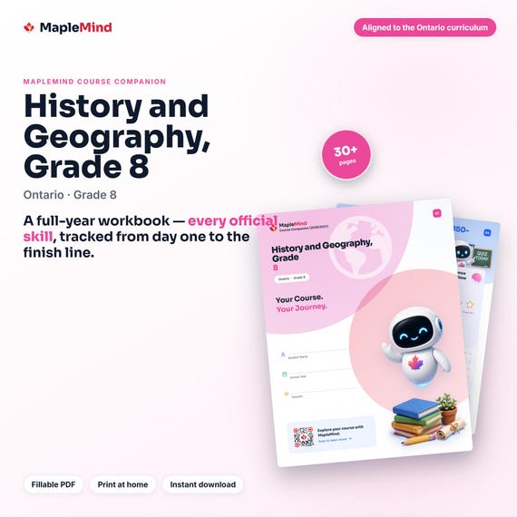 History and Geography, Grade 8 Course Companion — printable workbook and progress tracker for the History and Geography, Grade 8 curriculum