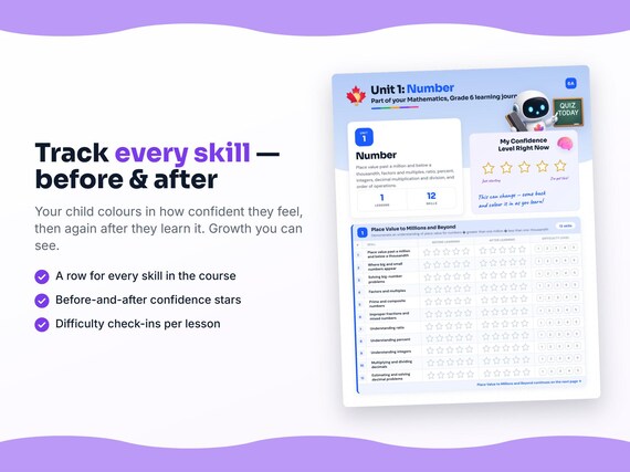 Unit reflection and certificate pages inside the Mathematics, Grade 6 workbook