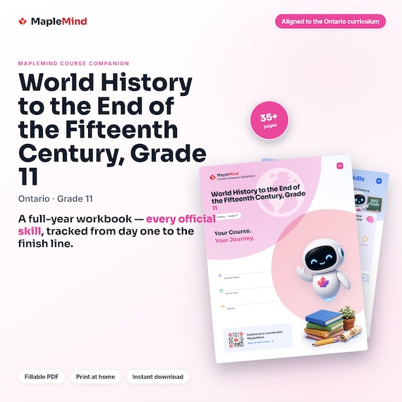 World History to the End of the Fifteenth Century, Grade 11 Course Companion — printable workbook and progress tracker for the World History to the End of the Fifteenth Century, Grade 11 curriculum