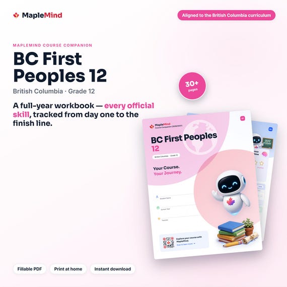 BC First Peoples 12 Course Companion — printable workbook and progress tracker for the BC First Peoples 12 curriculum