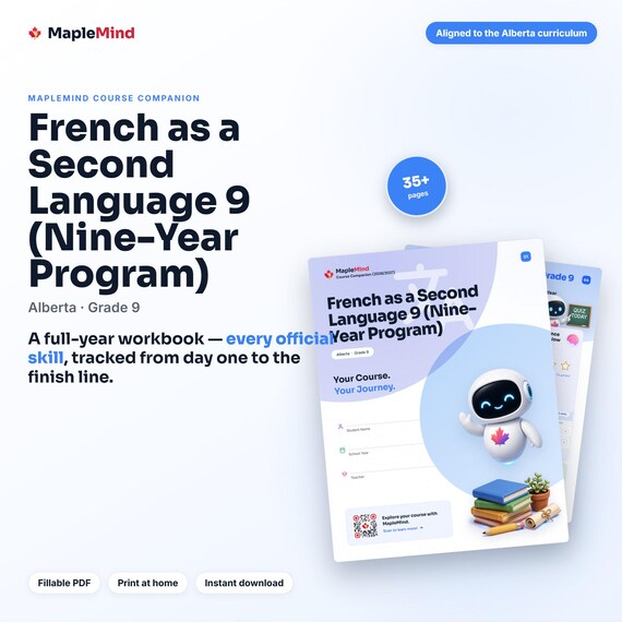 French as a Second Language 9 (Nine-Year Program) Course Companion — printable workbook and progress tracker for the French as a Second Language 9 (Nine-Year Program) curriculum