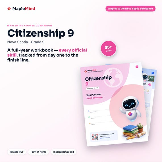 Citizenship 9 Course Companion — printable workbook and progress tracker for the Citizenship 9 curriculum