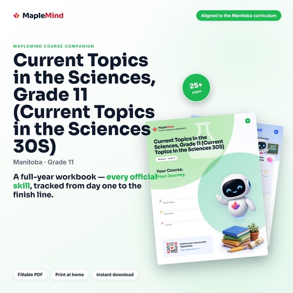 Current Topics in the Sciences, Grade 11 (Current Topics in the Sciences 30S) Course Companion — printable workbook and progress tracker for the Current Topics in the Sciences, Grade 11 (Current Topics in the Sciences 30S) curriculum