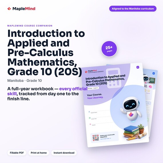 Introduction to Applied and Pre-Calculus Mathematics, Grade 10 (20S) Course Companion — printable workbook and progress tracker for the Introduction to Applied and Pre-Calculus Mathematics, Grade 10 (20S) curriculum
