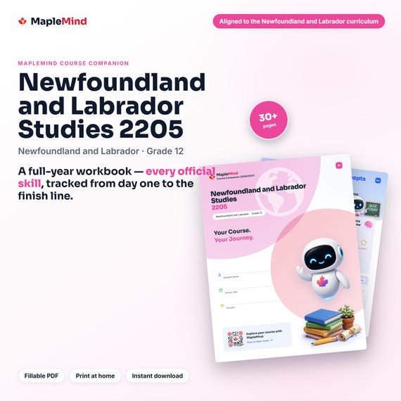 Newfoundland and Labrador Studies 2205 Course Companion — printable workbook and progress tracker for the Newfoundland and Labrador Studies 2205 curriculum