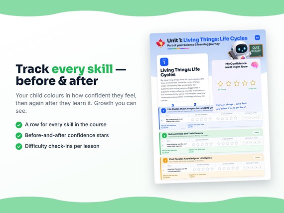 Unit reflection and certificate pages inside the Science 2 workbook