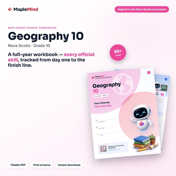 Geography 10 Course Companion — printable workbook and progress tracker for the Geography 10 curriculum