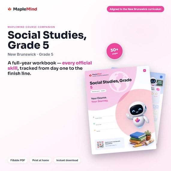 Social Studies, Grade 5 Course Companion — printable workbook and progress tracker for the Social Studies, Grade 5 curriculum