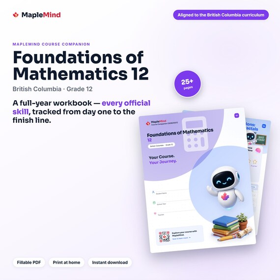 Foundations of Mathematics 12 Course Companion — printable workbook and progress tracker for the Foundations of Mathematics 12 curriculum