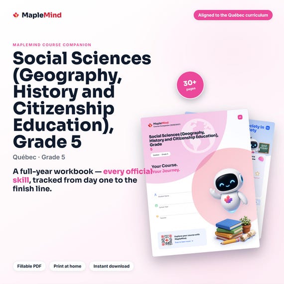 Social Sciences (Geography, History and Citizenship Education), Grade 5 Course Companion — printable workbook and progress tracker for the Social Sciences (Geography, History and Citizenship Education), Grade 5 curriculum