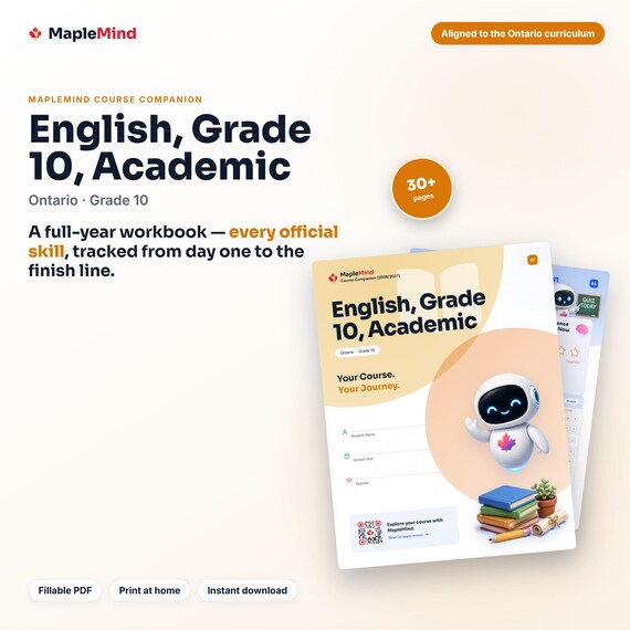 English, Grade 10, Academic Course Companion — printable workbook and progress tracker for the English, Grade 10, Academic curriculum